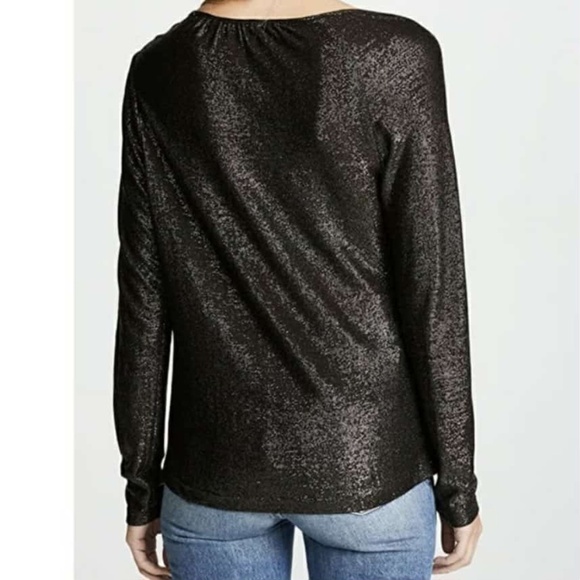 Ramy Brook Shimmering Navy Metallic Sparkly Draped Knit Top S - Picture 5 of 14